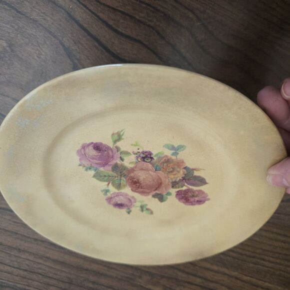 Vintage Lusterware Thompson Aladdin Saucer Plate Pink Rose Pattern Farmhouse 7" - Picture 3 of 10